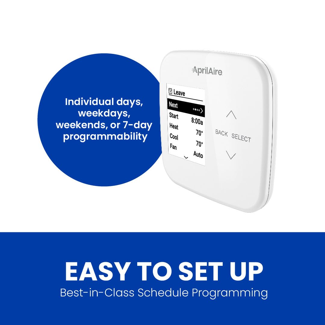 AprilAire S86WMUPR Wi-Fi Programmable Thermostat, Multi-Stage Universal with IAQ Control, 2H/2C Heat/Cool Stages or 4H/2C Heat Pump Stages