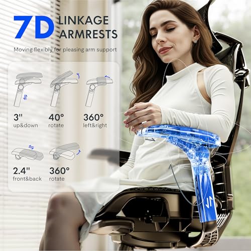 FLEXISPOT ErgoX-PRO Ergonomic Office Chair with Footrest Black – AeroWeave 5.0 Mesh Seat, 5D Lumbar, 7D Armrests, 4D Headrest, 551LBS Capacity – Office, Gaming, Home