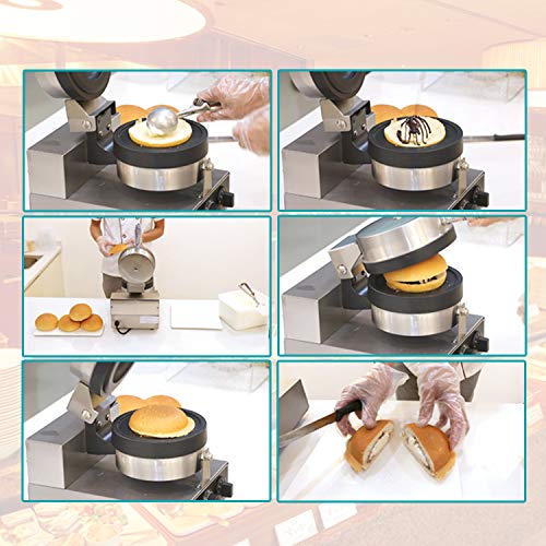 Kolice Commercial Gelato Panini Press Machine, Donut Ice Cream Dessert Italy Ice Cream Sandwich Press Burger Maker- 1300W, Timer and Temperature Control, Non-Stick Teflon Coating