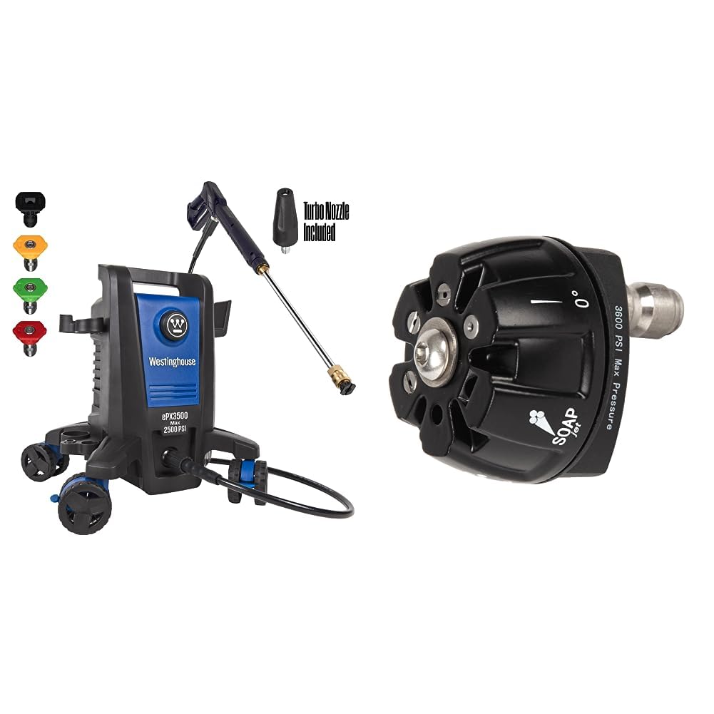 Westinghouse ePX3500 Electric Pressure Washer, 2500 Max PSI 1.76 Max GPM & Pressure Washer 6-in-1 Nozzle Attachment