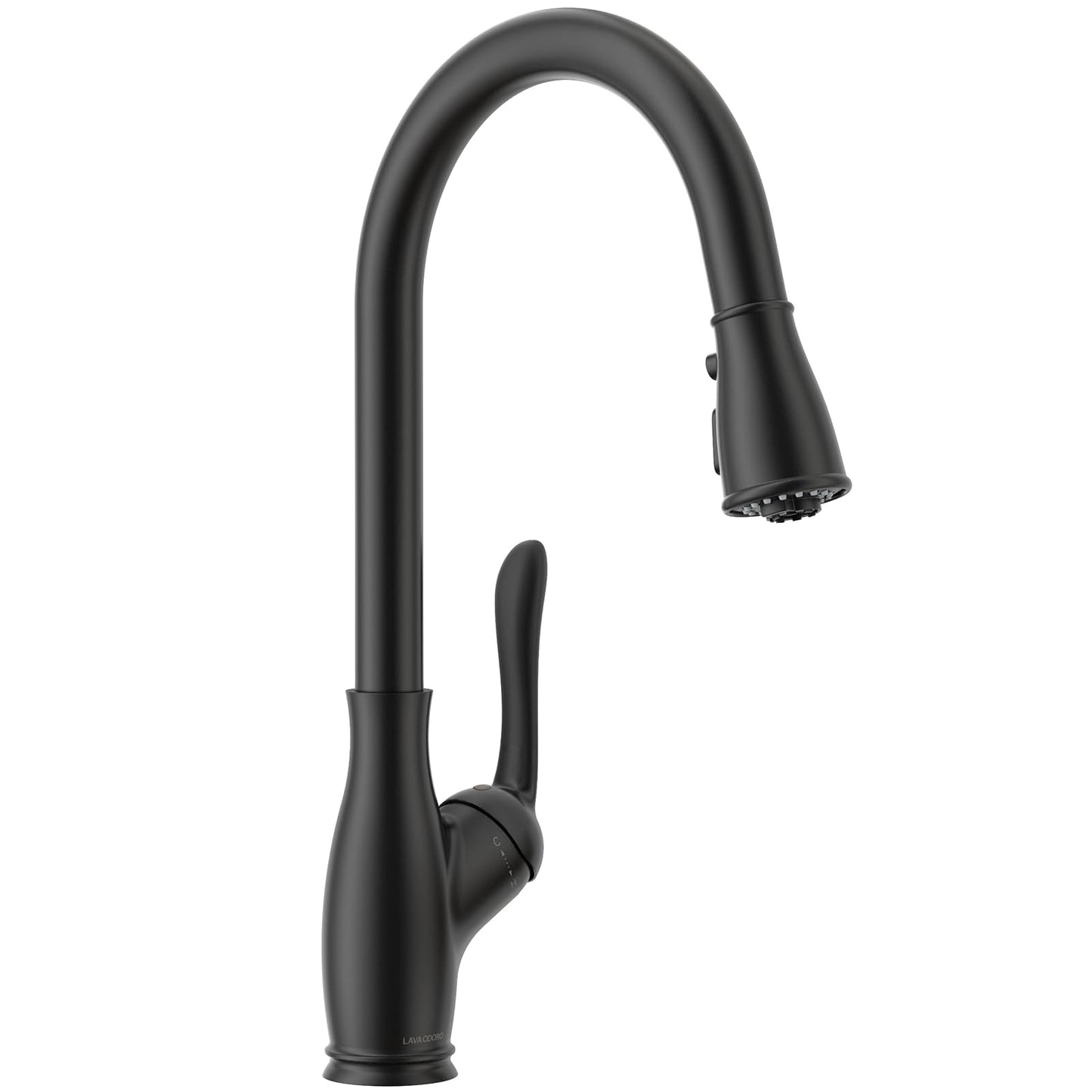 Black Kitchen Faucet with Pull Down Sprayer, Lava Odoro Matte Black Kitchen Sink Faucet with Magnetic Docking Spray 3-Function, Faucet for Kitchen Sink 1 Hole and 3 Hole with Deck Plate, KF271-MB