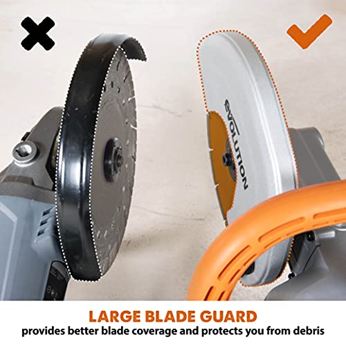 Evolution R255DCT - 10 In Concrete Saw (Aka Circular, Angle Grinder, Chop Saw, Cut Off, Demo, Disc Cutter, Power Cutter) - 15A Motor, No Gas - 4-1/16 In Cut - Incl Premium Diamond Blade