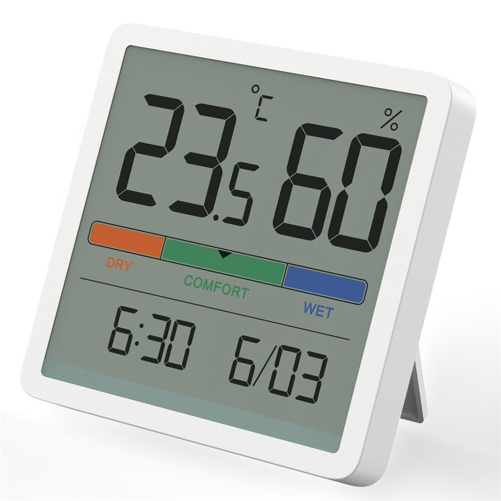 PNAWLLCF-65 Purpose Digital Temperature and Humidity Meter Clock Household Indoor Kitchen Refrigerator