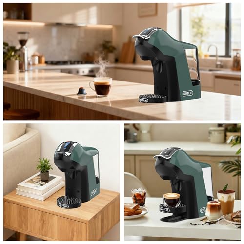 KOTLIE EM-308B Espresso Machine, Single Serve Coffee Maker Compatible with Multiple Capsule Types, Ground Coffee, and ESE Pods, 3 Temperatures, 7 Water Volume Levels, 34 Oz（Green）