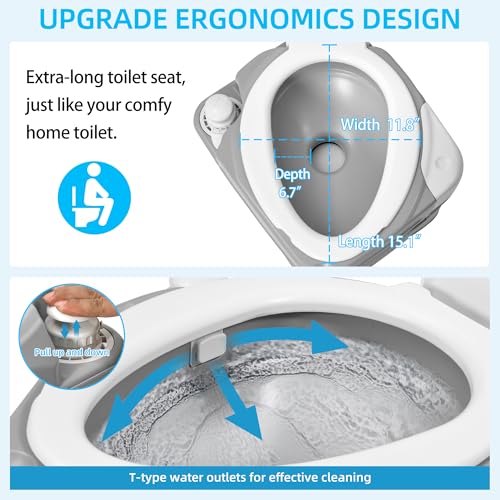 YITAHOME Portable Toilet Camping Porta Potty 5.8 Gallon with Diagonal Bowl, Hand Sprayer, Level Indicator, Rotating Spout, Carry Bag, Toilet for Adults, Outdoors, RV, Boat and Trips