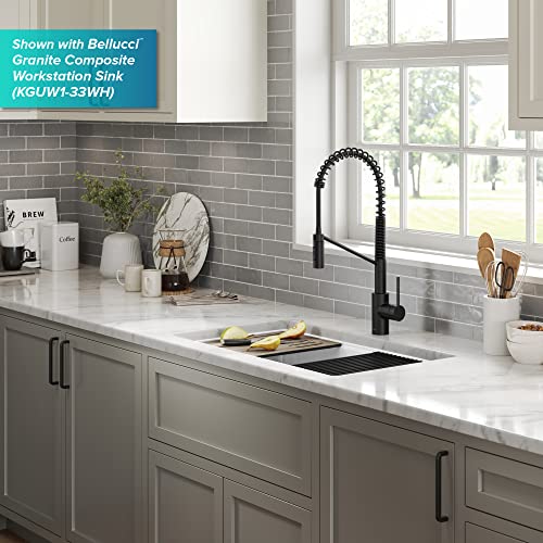 KRAUS Oletto Touchless Sensor Commercial Pull-Down Single Handle Kitchen Faucet with QuickDock Top Mount Assembly in Matte Black
