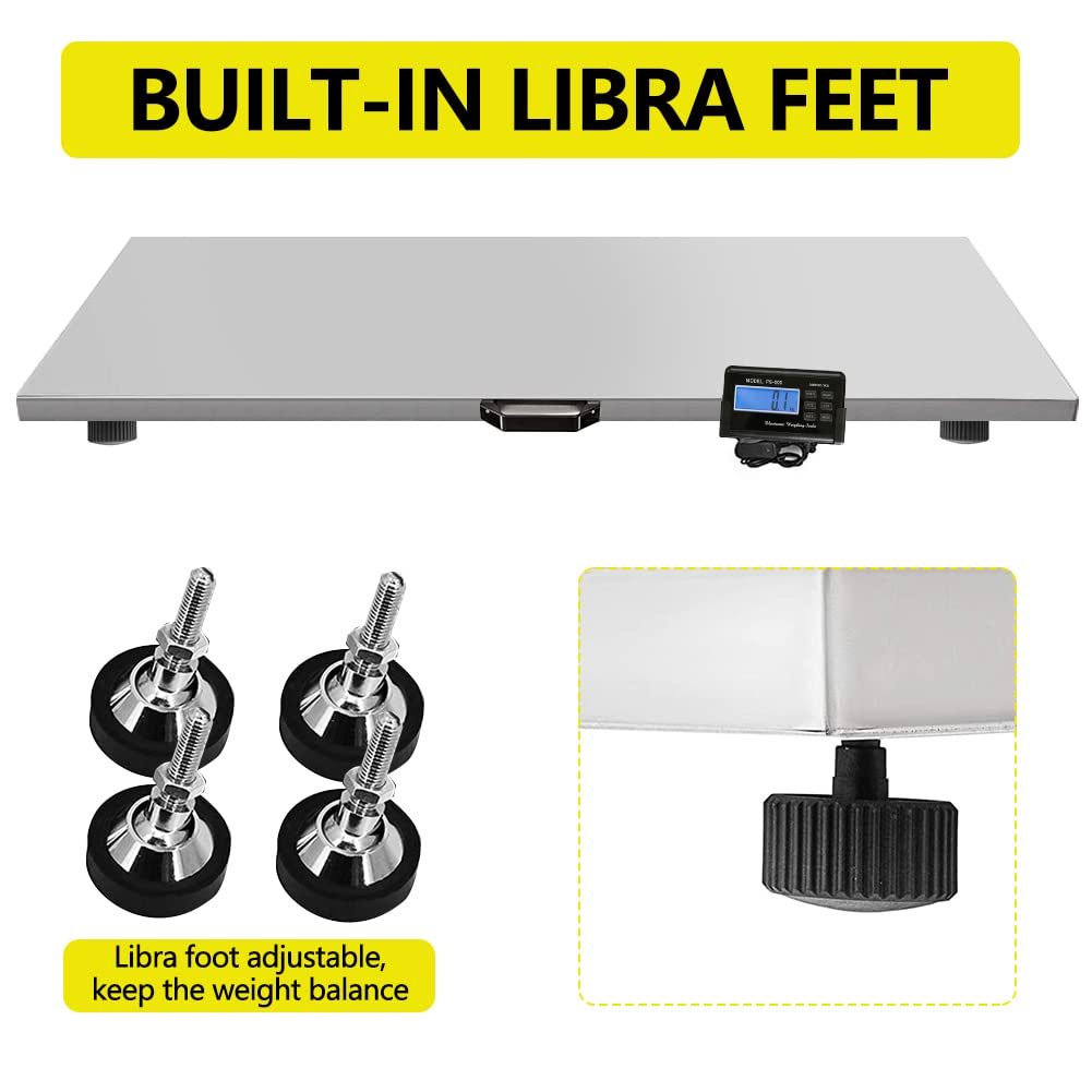 Togarhow 1100Lbs x 0.2Lbs Digital Livestock Scale Large Pet Vet Scale Stainless Steel Platform Electronic Postal Shipping Scale for Heavy Duty Large Dog Hog Sheep Goat Pig Sheep Scale