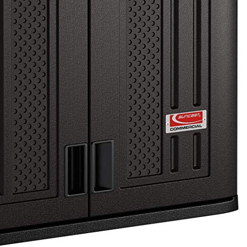 Suncast Commercial 4 Cubic Ft. Heavy-Duty Resin Wall Cabinet with Adjustable Metal-Reinforced Shelf, and Lockable Handles for Indoor and Outdoor Storage, Black, Made in the USA