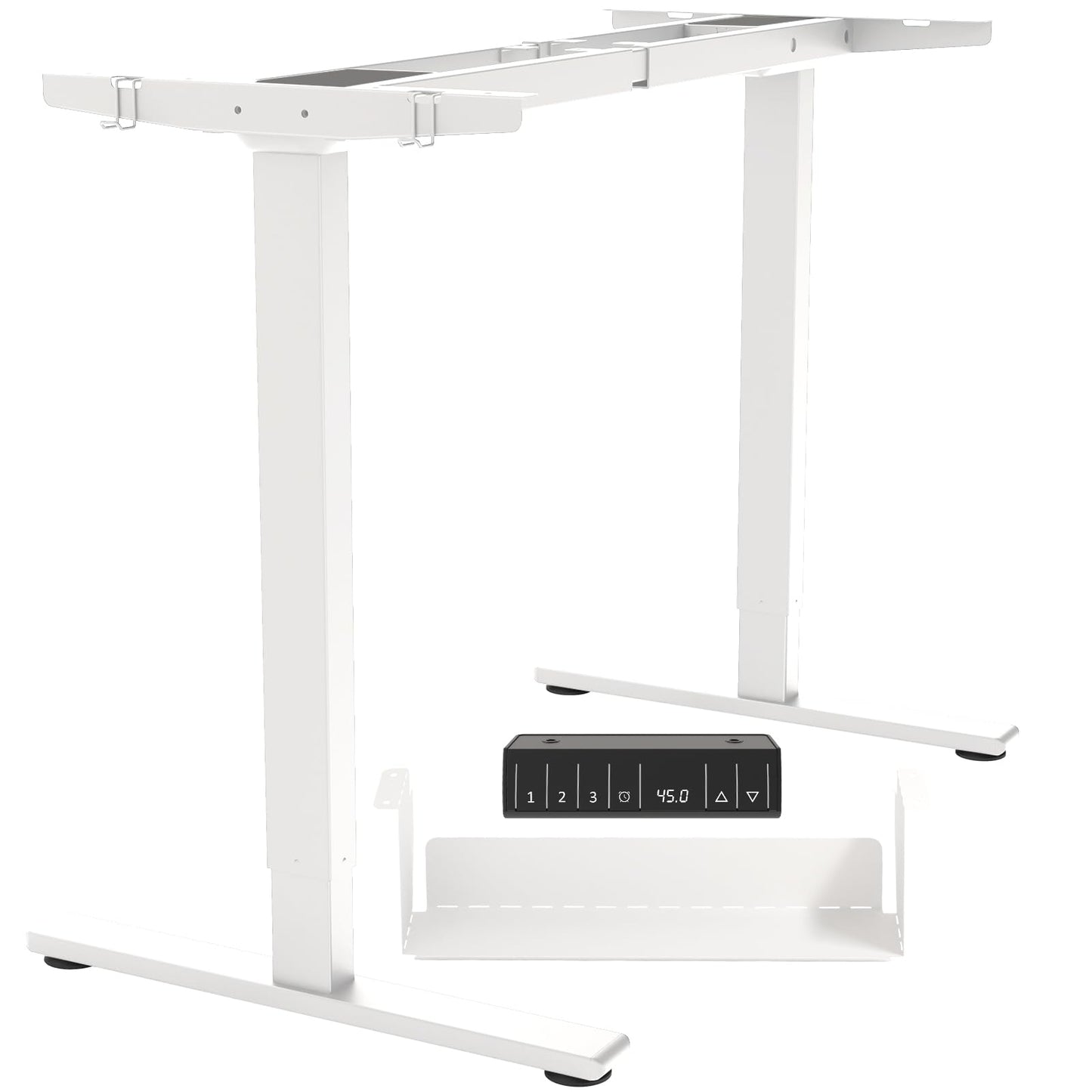 Dual Motor Standing Desk Frame 256 lbs Weight Capacity, Stand up Desk Frame Workstation, Electric Adjustable Legs, 3 Memory Height Settings, with Cable Management Tray, 2pcs Headphone Hook