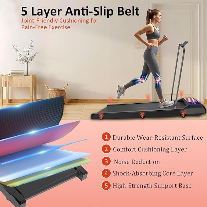 HCOIW Walking with Incline Pad and Handle Bar, 3 in 1 Mini Walking Machine, 2.5HP Low Noise Treadmill for Home with Remote Control, Treadmill with Handle Bar, 270lbs Capacity