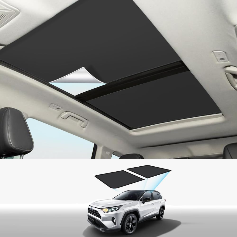 Upgrade Nano-Electrostatic Adsorption Insulation Heat Preservation Sunroof Sunshade Roof Compatible with Toyota RAV4 No Installation Required Zero Collapse (Black, RAV4 2023-present XSE/Limited)