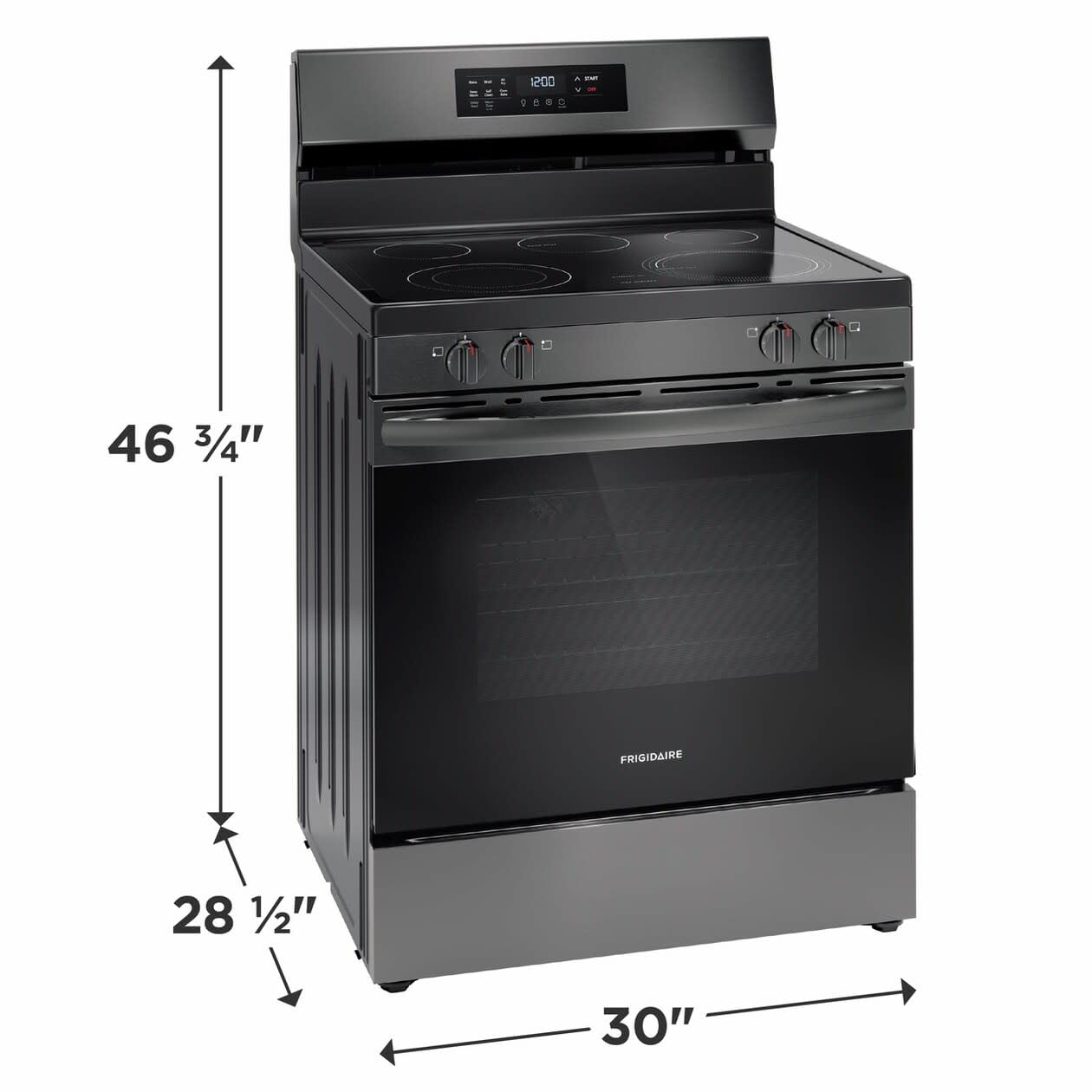 Frigidaire FCRE3083AS 30 in. 5.3 cu. ft. 5 Burner Element Freestanding Self-Cleaning Electric Range in Stainless Steel with Air Fry