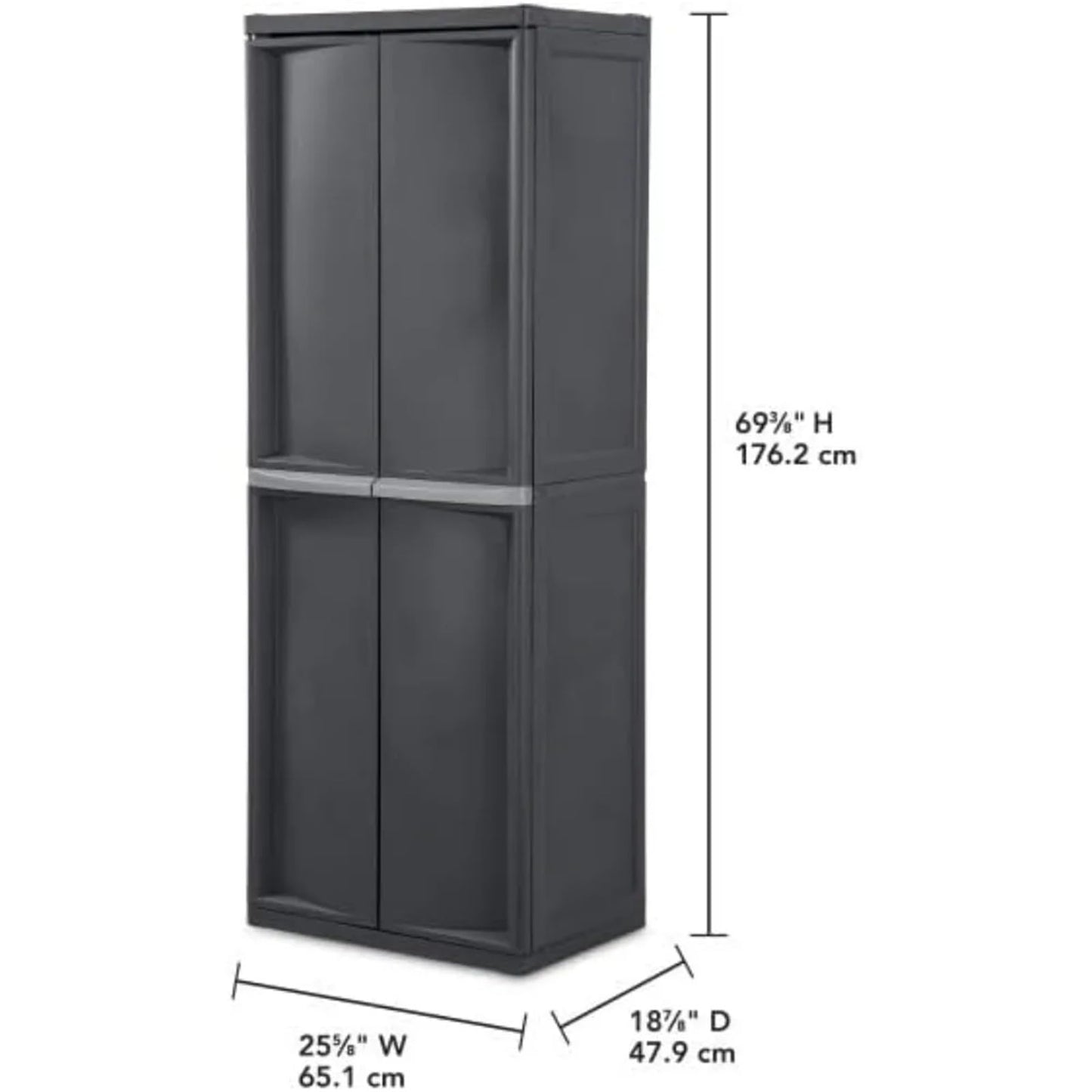 CHOCHNG 4 Shelf Cabinet, Lockable Utility Storage w/Adjustable Shelves, Gray