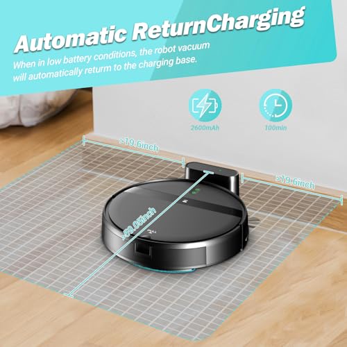 Kilgone Robot Vacuum for Pet Hair, 2-in-1 Vacuum & Mop Combo with Tangle-Free Suction & Smart 3D Avoidance, App/Wi-Fi/Alexa, Ultra-Slim & Quiet, Self-Charging for Hard Floors and Low-Pile Carpet