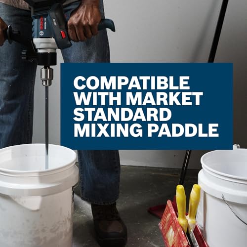 BOSCH GRW18V-120N 18V Brushless Mud Mixer - ½ In. Chuck, 650 RPM, Variable Speed, Soft Start, KickBack Control, Ergonomic Handle for Heavy Mortars, Epoxies & Paints