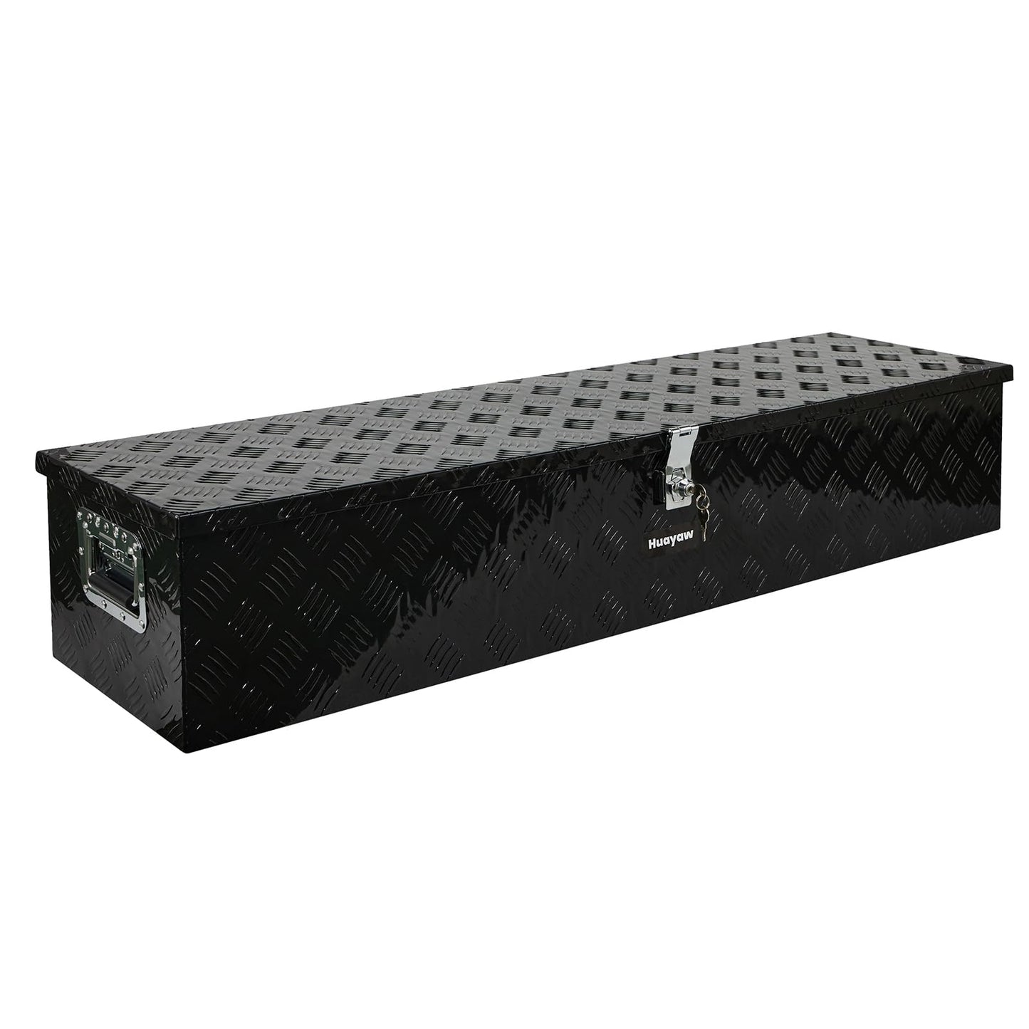 Aluminum Truck Tool Box, Heavy Duty Waterproof Truck Storage Organizer, Pickup Truck Bed RV Trailer with Side Handle, Lock and Keys (Black, 49-INCH)