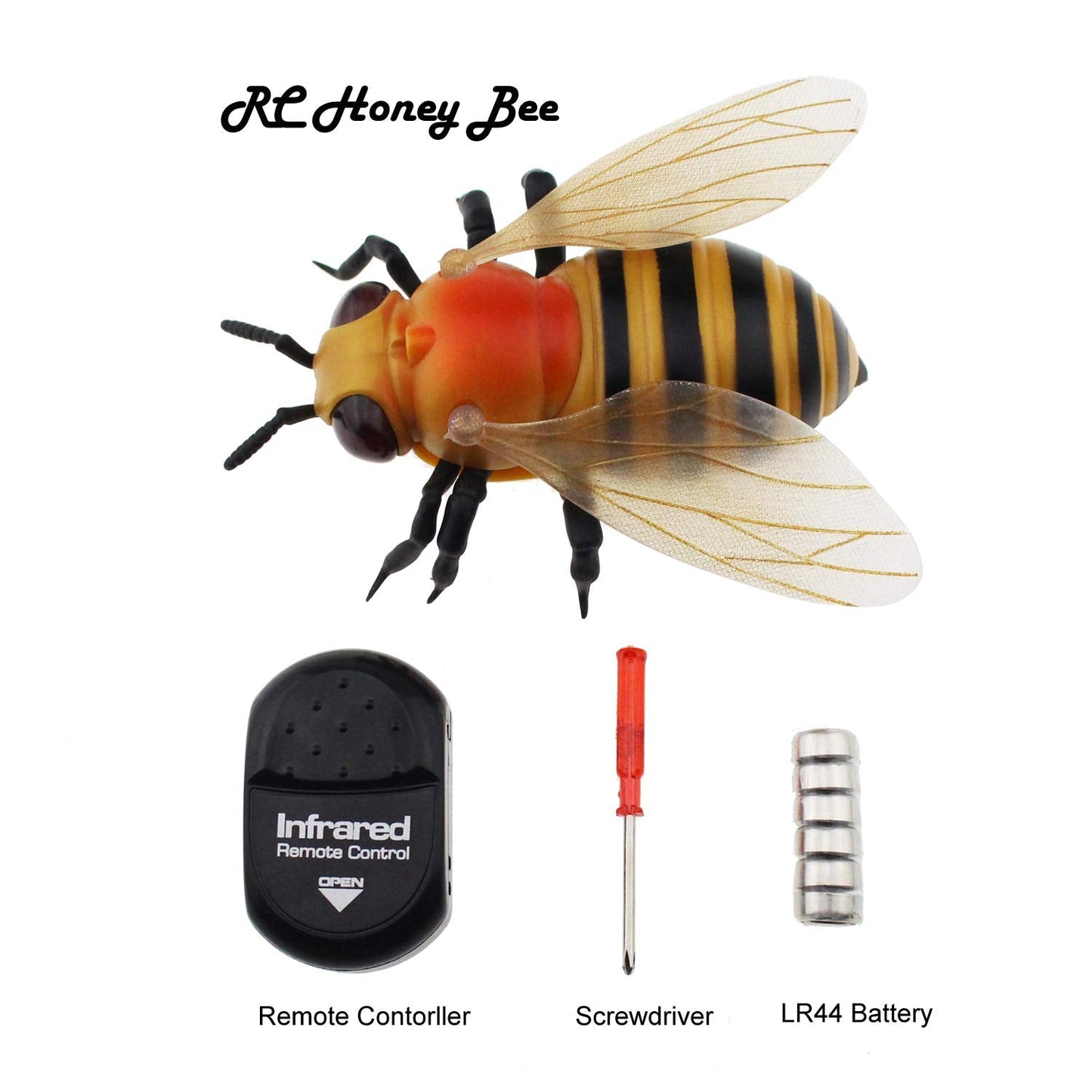 Tipmant Realistic RC Honey Bee Toys IR Remote Control Honeybee Insect Vehicle Electric Animal for Cat Dog Kids Birthday Gifts