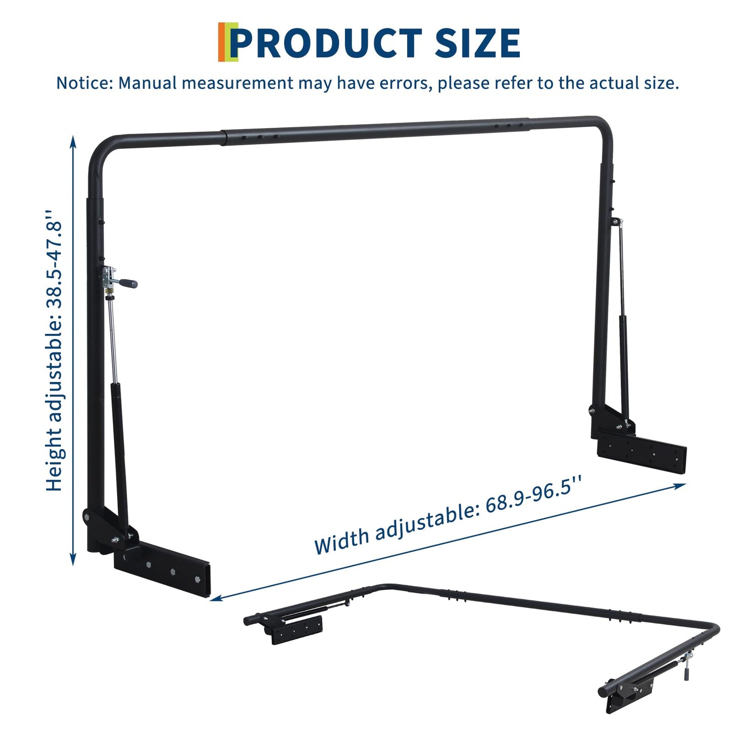 Hydraulic Swimming Pool Spa Cover Lift, Hot Tub Lift, Adjustable Width 69"-96.5", Mounted on Both Top Sides, for Various Sizes of Rectangular Bathtubs, Hot Tubs & Spas