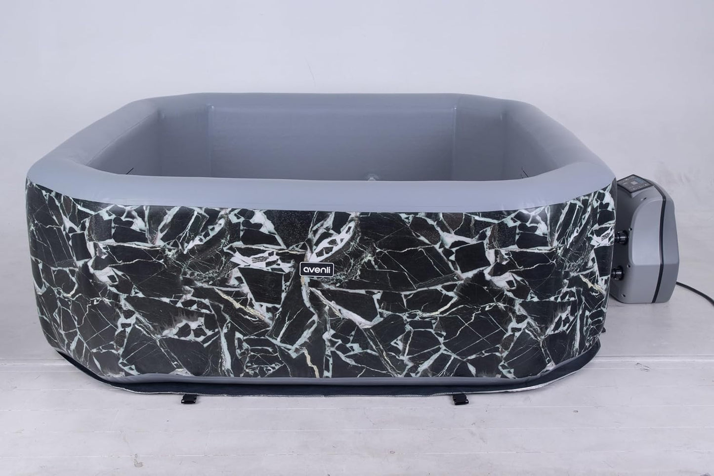 Inflatable Hot Tub Square for 4 Person, 82.7 in Outdoor Spa with 105 Bubbling Jets, Wave Massage System, Marbleized Design