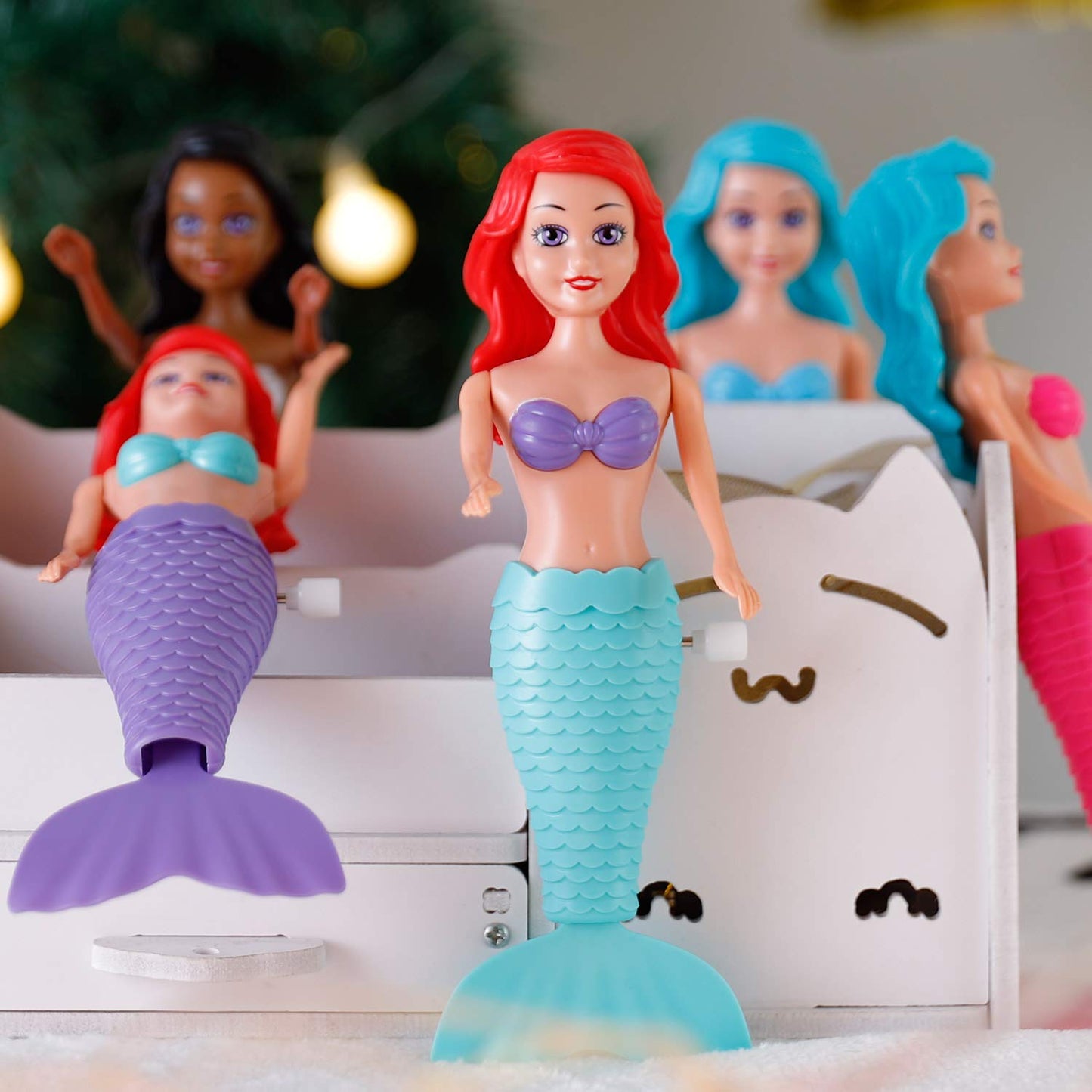 Mermaid Bath Toys for Toddlers Kids Girls - Princess Wind Up Tail Flap Floating Water Bathtub Toys, Swimming Pool Bathing Time Fun (4 Pack)
