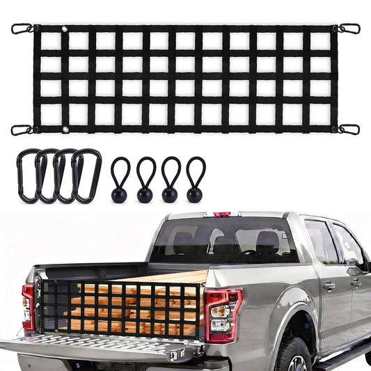 BARTOO Tailgate Net for Pickup Truck Bed, 60'' x 18'' Tailgate Mesh Cargo Net for Full Size Truck, Heavy Duty Cargo Netting with Hooks for Chevrolet, Ford, Toyota, GMC, Jeep, Black