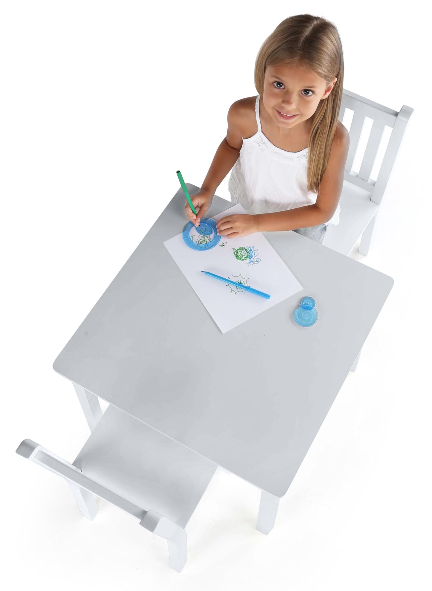 Humble Crew Kids Table and Chair Set, Toddler Activity Table with 2 Chairs for Play, Crafts, Snacks & Learning, Wooden Kids Furniture for Playroom & Bedroom, White