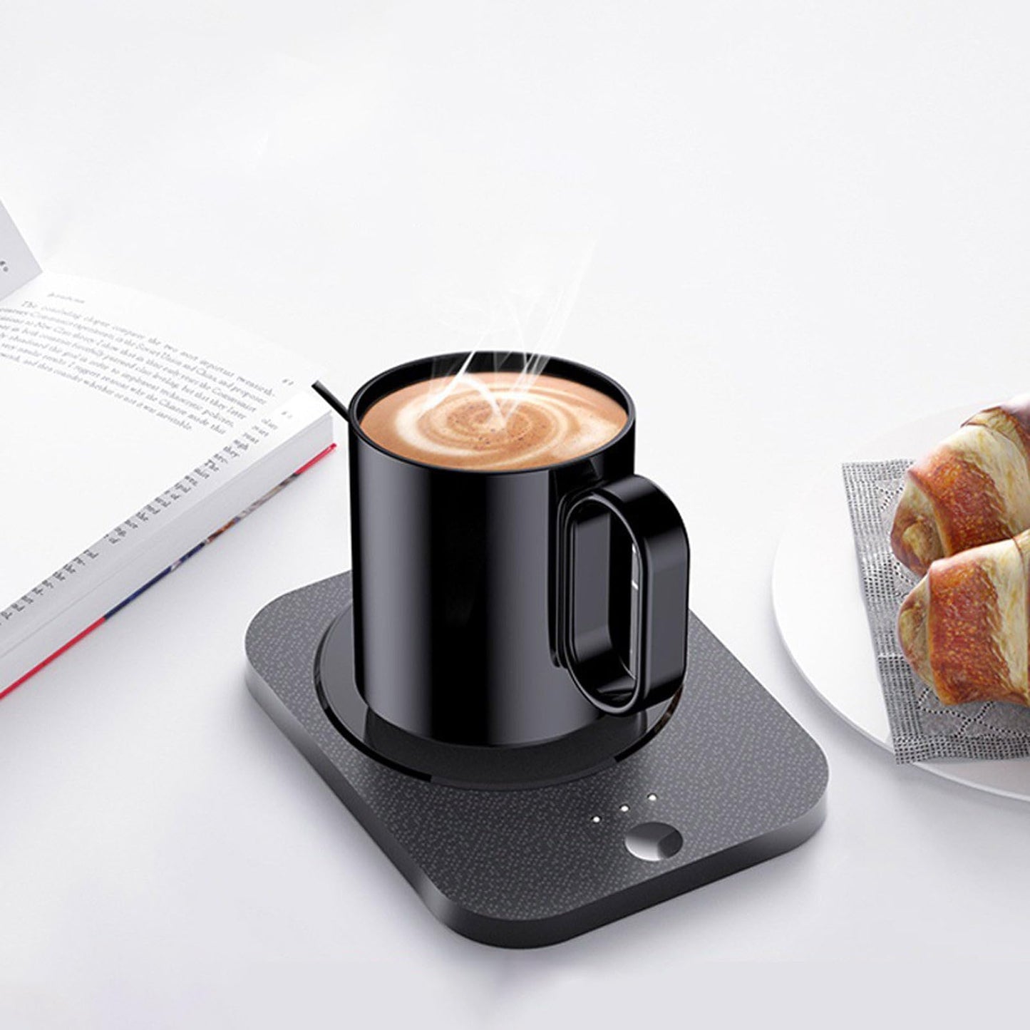 Coffee Mug Warmer, Heated Coffee Mug Rechargeable for Desk, Home, Office, and Travel, Mug Warmer for Coffee, Beverage, Candle, Milk, Tea (Black)