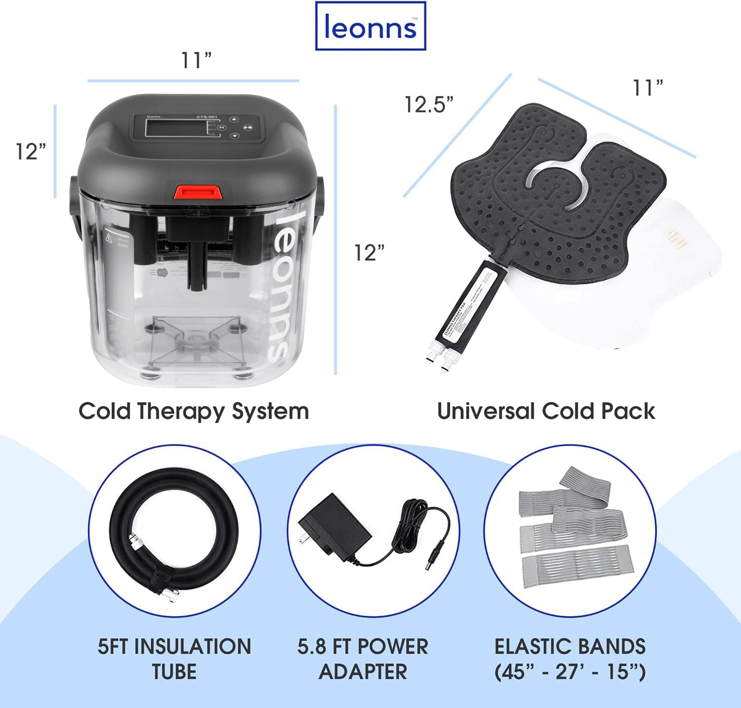 LEONNS® Cold Therapy Machine for Knee, Shoulder, Back & Hip After Surgery - Cryotherapy Machine with Universal Pad for Use in Multiple Places (Ice Machine + Universal Pad)