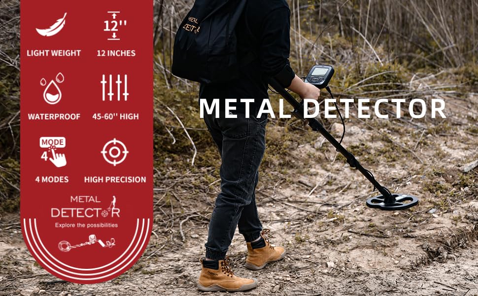 Professional Metal Detector for Adults - High Precision LCD Display, Waterproof, 5 Working Modes, Adjustable Aluminum Alloy Stem, for Gold, Silver, Treasure Hunting, Gardening, Outdoor Exploration