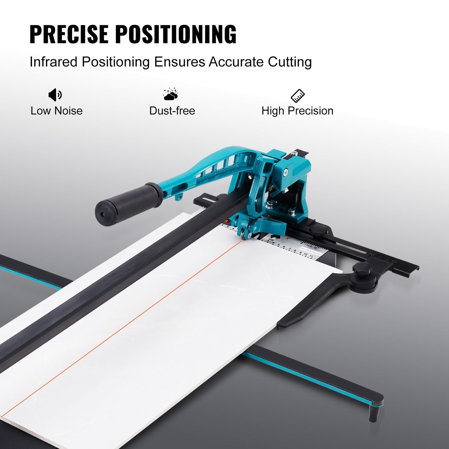 VEVOR Manual Tile Cutter, 32 inch, Porcelain Ceramic Tile Cutter with Tungsten Carbide Cutting Wheel, Infrared Positioning, Anti-Skid Feet, Durable Rails for professional installers or beginners