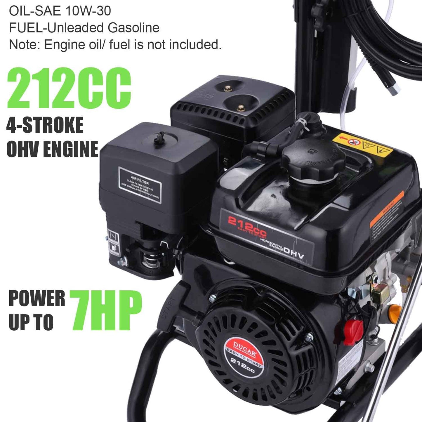 Imdot 4200PSI Gas Pressure Washer, 4.0GPM Heavy Duty Power Washer with 212CC 7.0 HP, 5 Nozzles, 25ft Hose & 0.5Gal Soap Tank,for Cleaning Car Driveways Fence Furniture, EPA/CARB/ETL Compliant (Black)