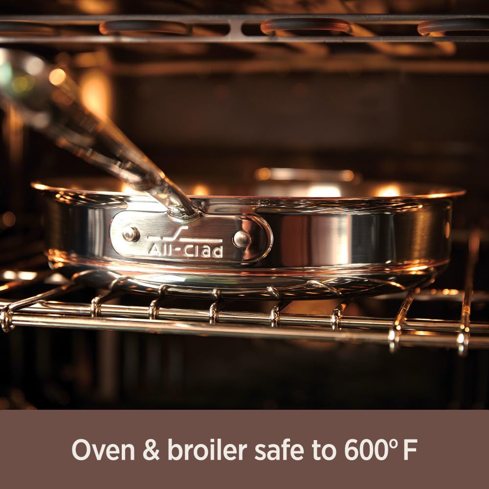 All-Clad Copper Core 5-Ply Stainless Steel Fry Pan 10 Inch Induction Oven Broiler Safe 600F Pots and Pans, Cookware Silver