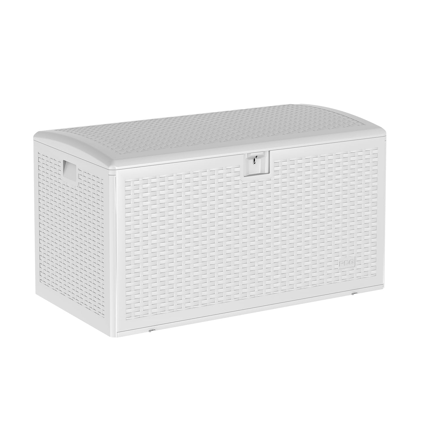 Garvee 120 Gallon Waterproof Large Resin Deck Box Indoor Outdoor, Lockable Storage Container for Patio Furniture Tools, Waterproof Deck Box with Hydraulic Rod Patio Storage Bin for Pool Garden, White