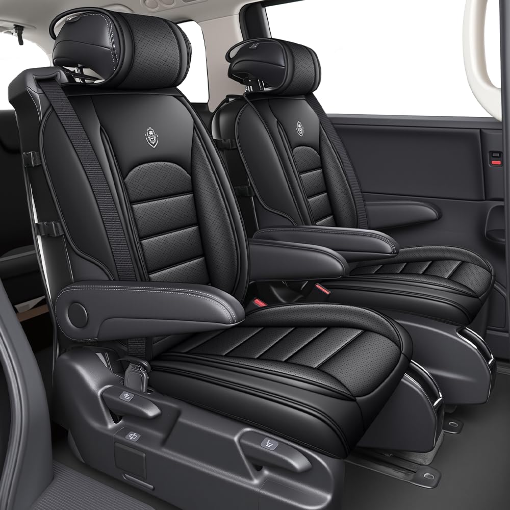 JOJ Seat Covers for Subaru Ascent 2019-2025,Custom Fit Nappa Leather Seat Covers Full Set for 7 Seats - Black Premium Leather Seat Protectors with Airbag Compatible & Easy Installation