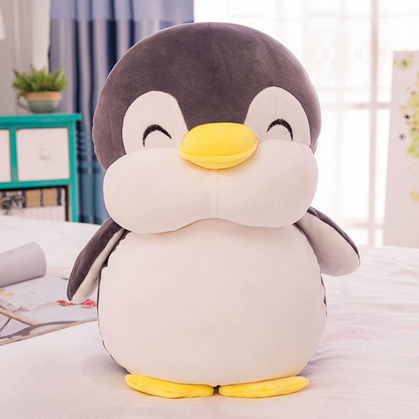 TONGSONG 21.6 Inch Plush Penguin Stuffed Animal Penguin Hugging Pillow with Smile Face Cuddly Plushies Toy Huggable Anime Gifts for Kids and Lovers in Birthday,Valentines,Christmas