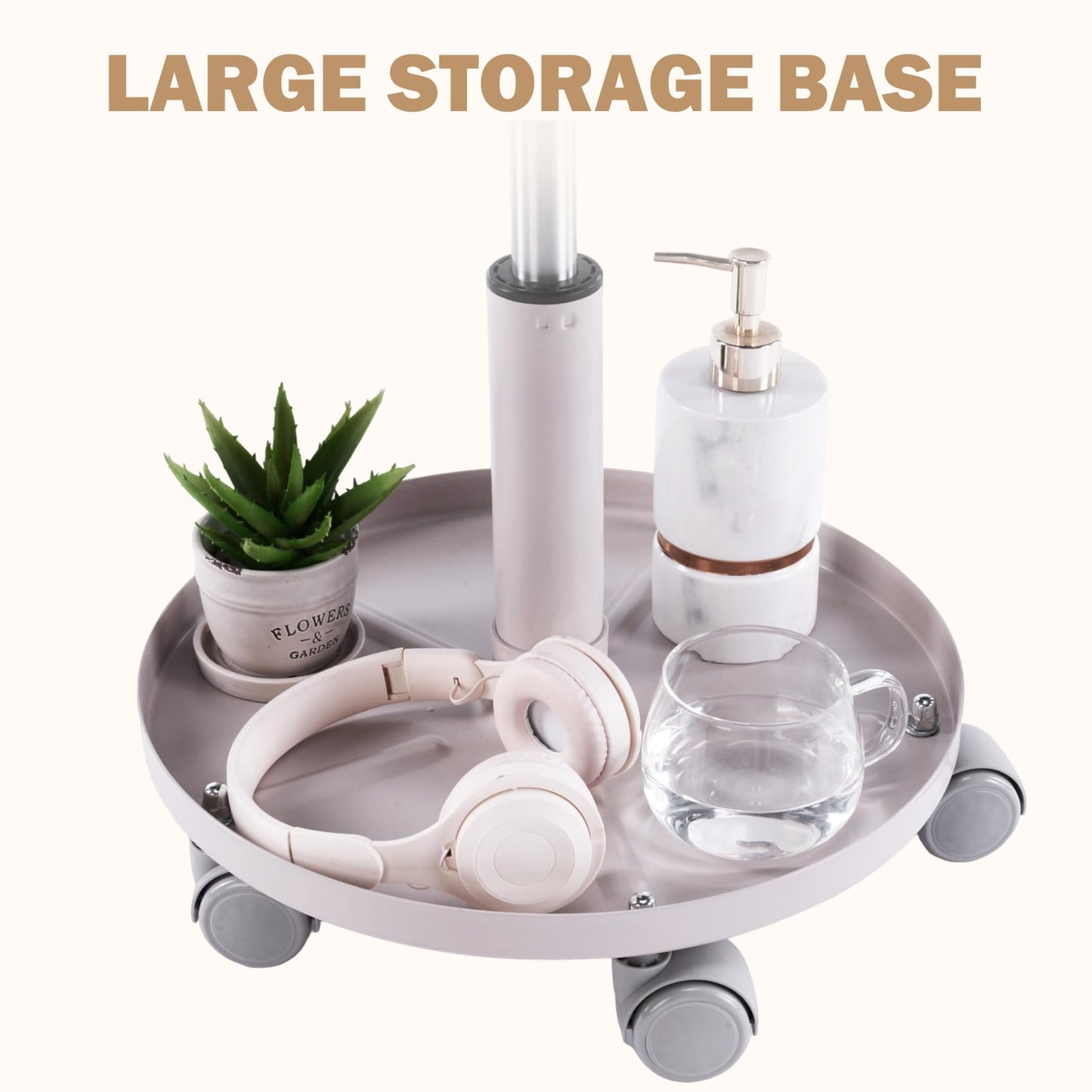WUDOYO Rolling Salon Stool with Storage Tray (Grey)