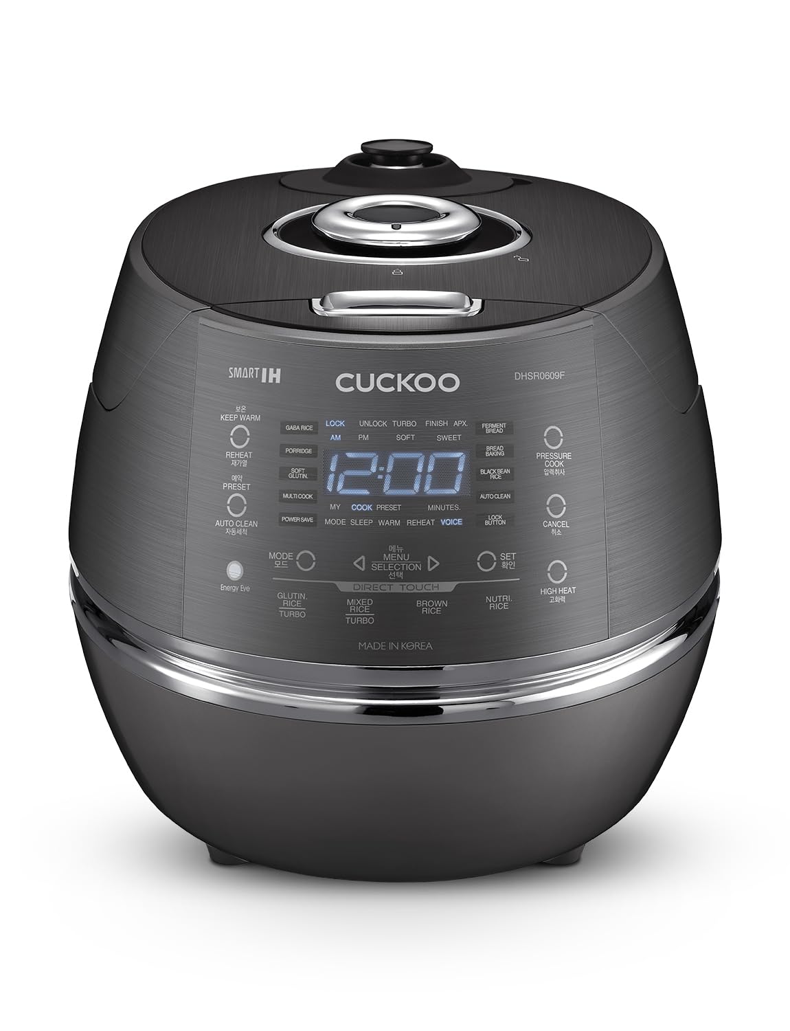 CUCKOO High Pressure Rice Cooker 6-Cup Uncooked / 12-Cup Cooked with Induction Heating Technology, Versatile Rice Maker with 13 Menu Options and Steam Plate, Voice Guide, Dark Gray (CRP-DHSR0609FD)
