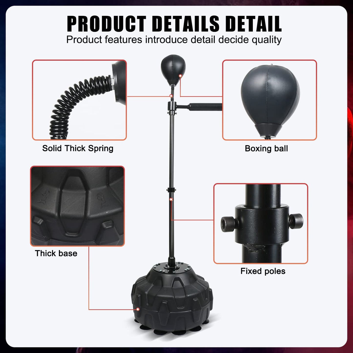 81IN Spinning Bar Boxing Speed Trainer Free Standing Punching Bag Adjustable Height Ideal for Adults and Youth Enhance Reflexes and Boxing Skills