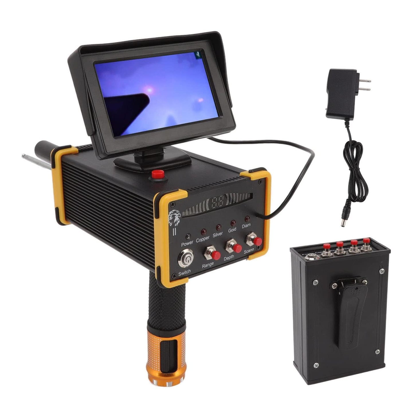 Metal Detector Scanner Device 15m Deep Professional Gold Finder Underground Location Detecting Identifying Machine with Search Range 1000m 100‑240V (US Plug)