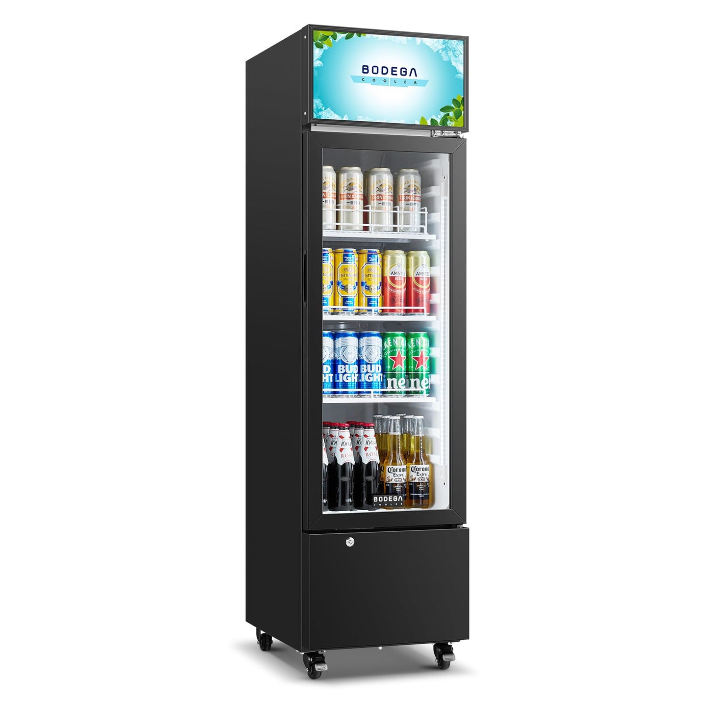 BODEGACOOLER Beverage Refrigerator and Cooler, 6.34 Cu. Ft Commercial Refrigerators for Drink, Beer, Tall Commercial Cooler for Beer, Soda, Single Door Display fridge