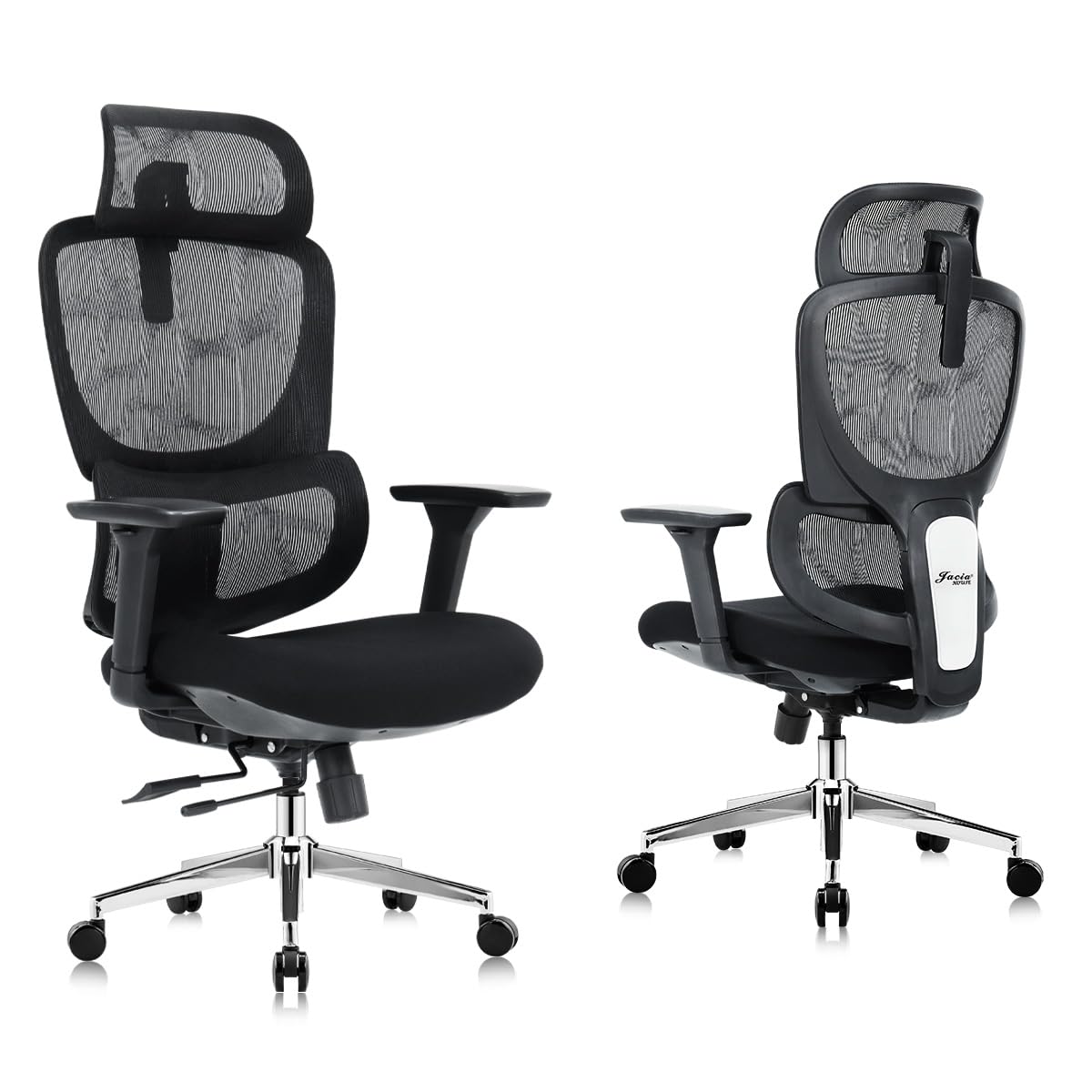 Ergonomic Office Chair Heavy Duty 1600lbs, High Back Desk Chair with 4D Armrests, Dual Back Support, Big & Tall Computer Chair, Sliding Seat, Adjustable Headrest & Lumbar, 135° Reclining (Black)