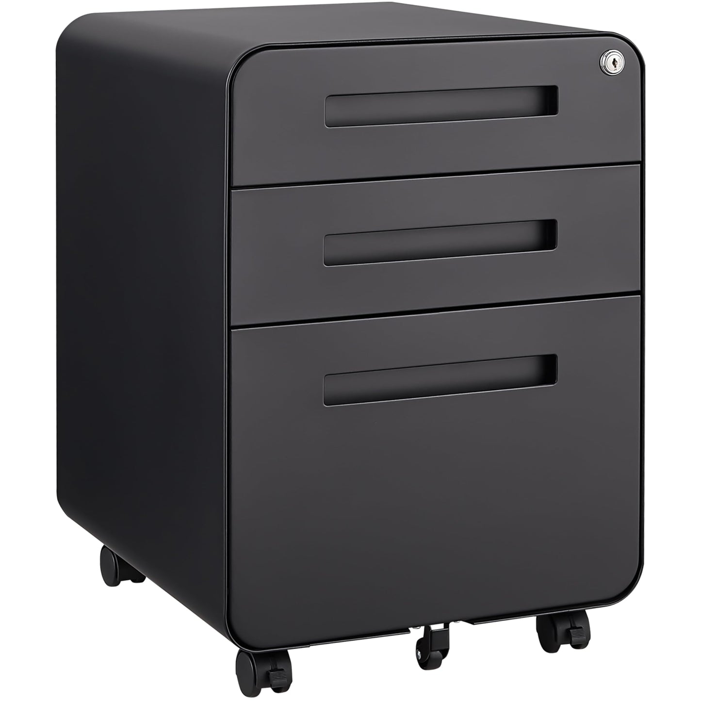 GarveeHome 3 Drawer Mobile File Cabinet with Lock, Under Desk Metal Filing Cabinet for Home Office, Under Desk Storage with 5 Wheels for A4/Letter/Legal Size, Fully Assembled