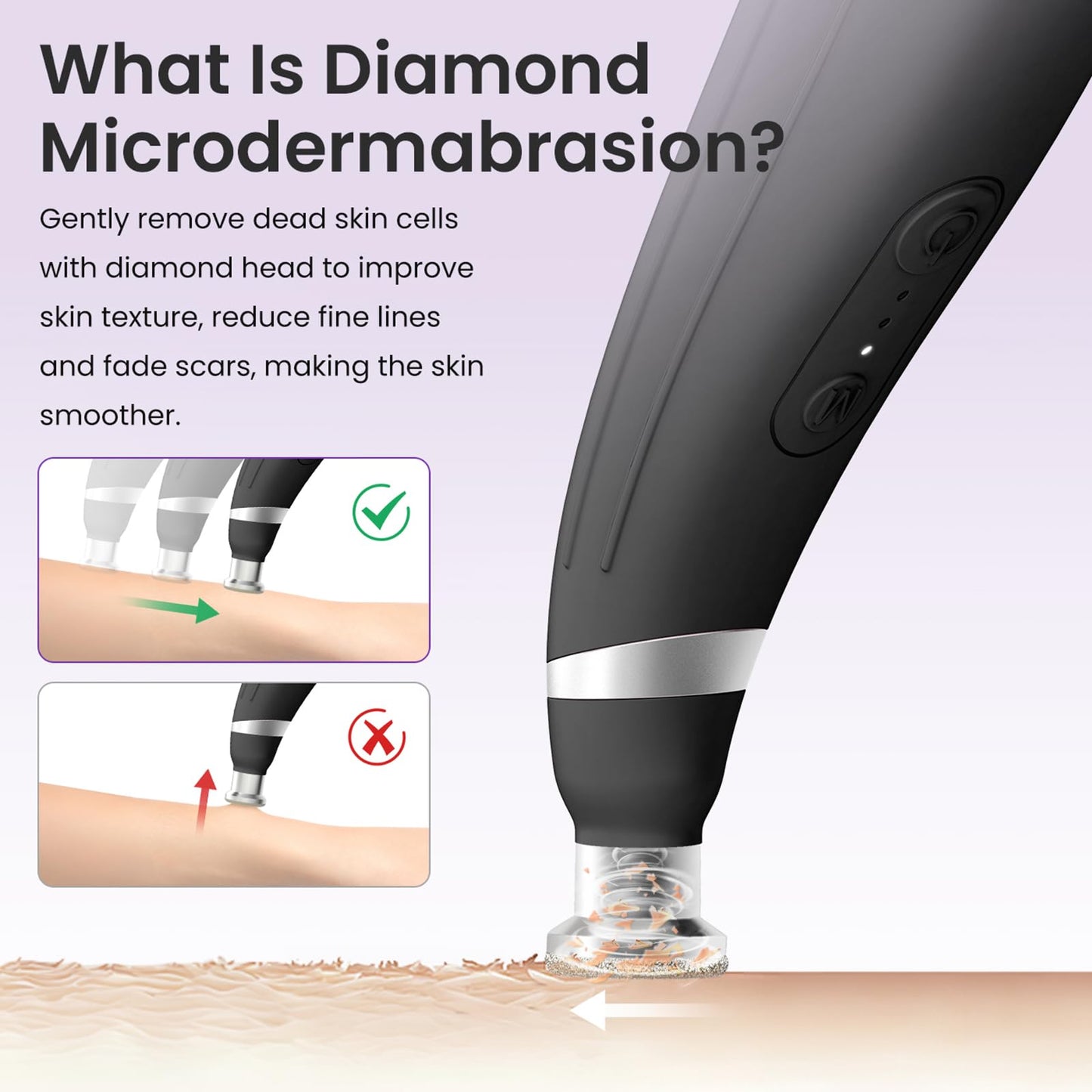 Diamond Microdermabrasion Machine, UNOISETION Rechargeable Micro Dermabrasion Facial Tool with 12 Diamond Tips, Blackhead Remover for Home Travel