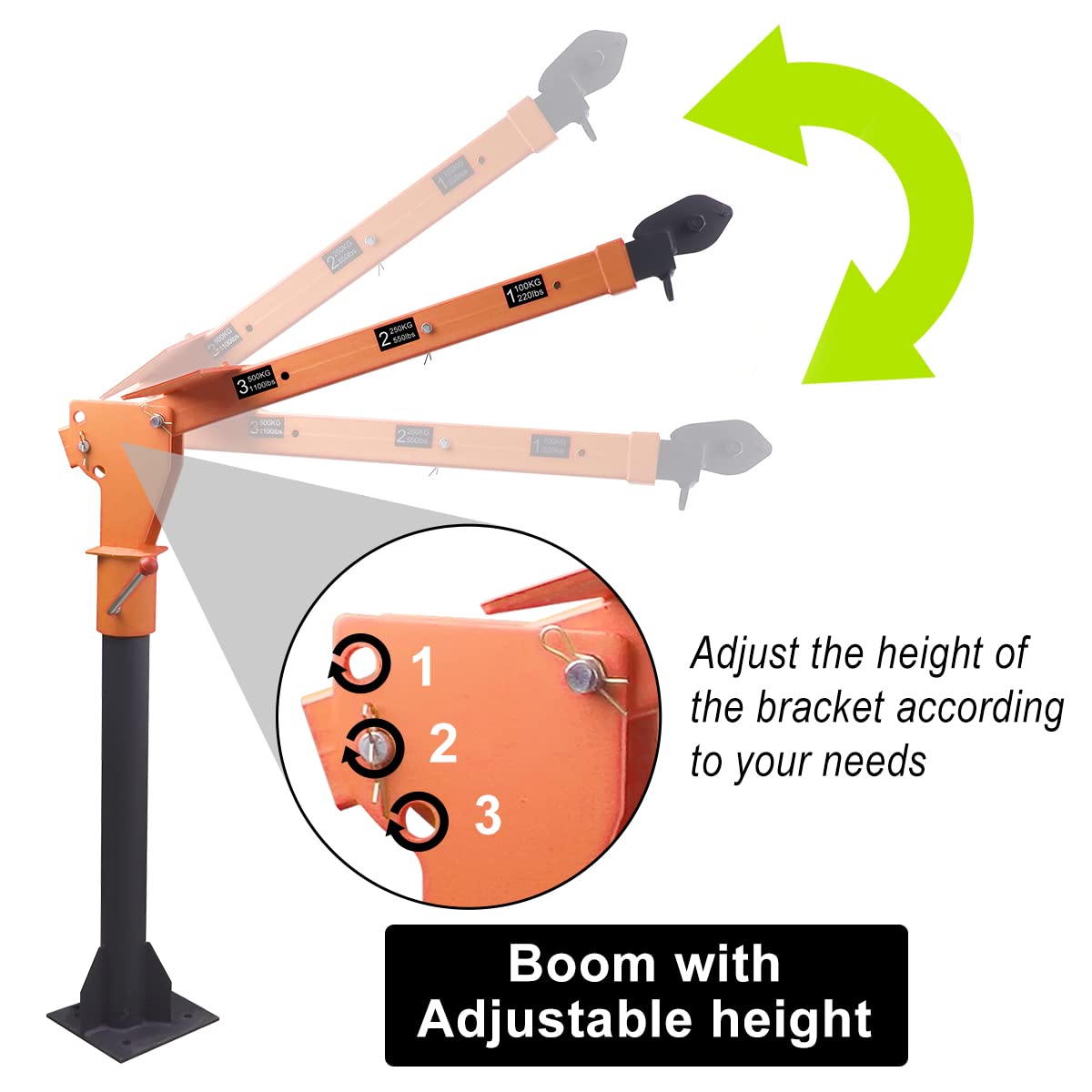 ROCK-HULK 2200lb Folding Truck-Mounted Bed Crane - 5000lb Winch, Painted Steel Jib Hoist Lift for Pickups (12V/24V Electric/Hand Operated)