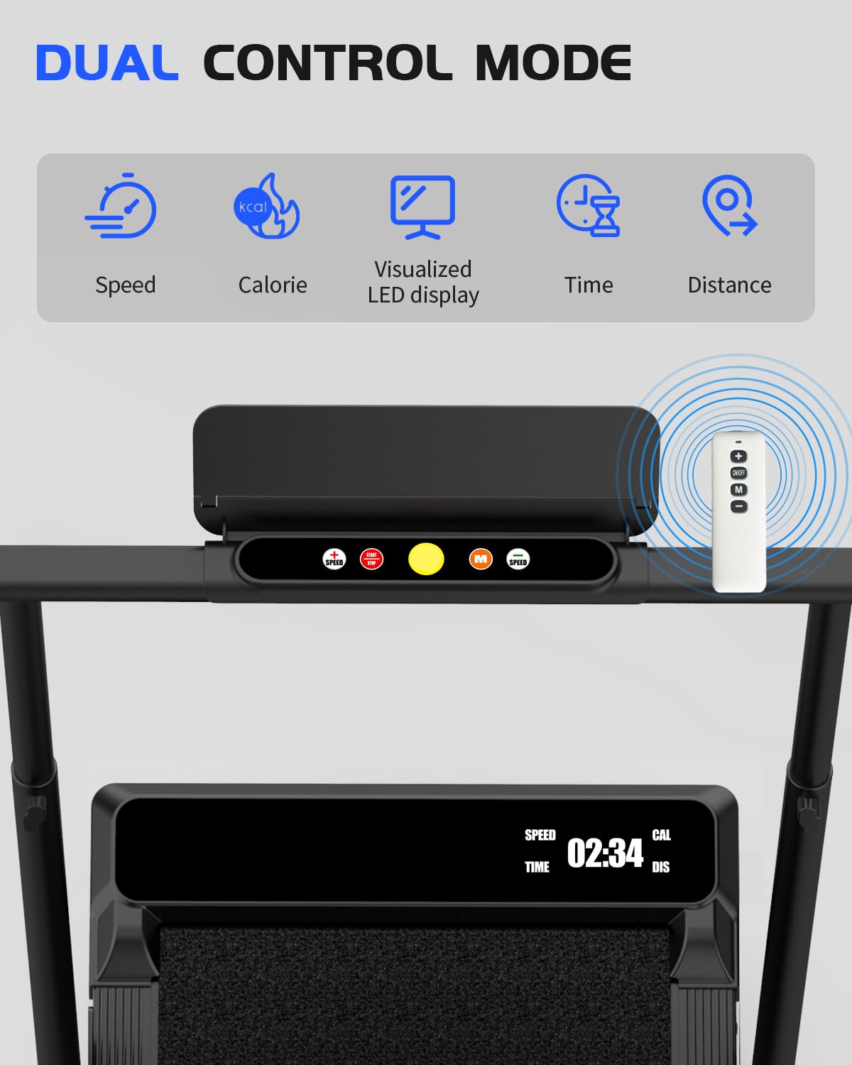Walking Pad Treadmill with Incline, 300lbs Portable Compact Under Desk Treadmill, 3 in 1 Foldable Walking Pad with Handle Bar for Home Small Office,with Remote Control and LED Display