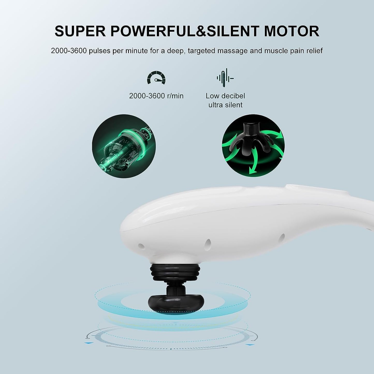 MEGAWISE Cordless Back Massager for Shoulders, Waist, Legs, Rechargeable 3200mAh Battery, 5 Speed and 5 +2 Massage Nodes 5 Hard, 2 Silicone Nodes, Massage While Moving Around (Off White Cordless)