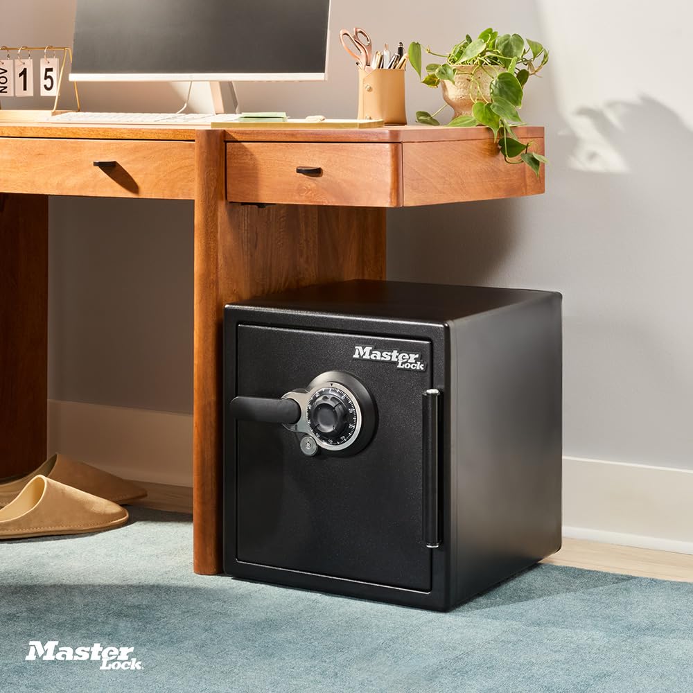 Master Lock Black Premium Fireproof and Waterproof Safe with Combination Dial, 1.23 cu-ft, STW123DUB