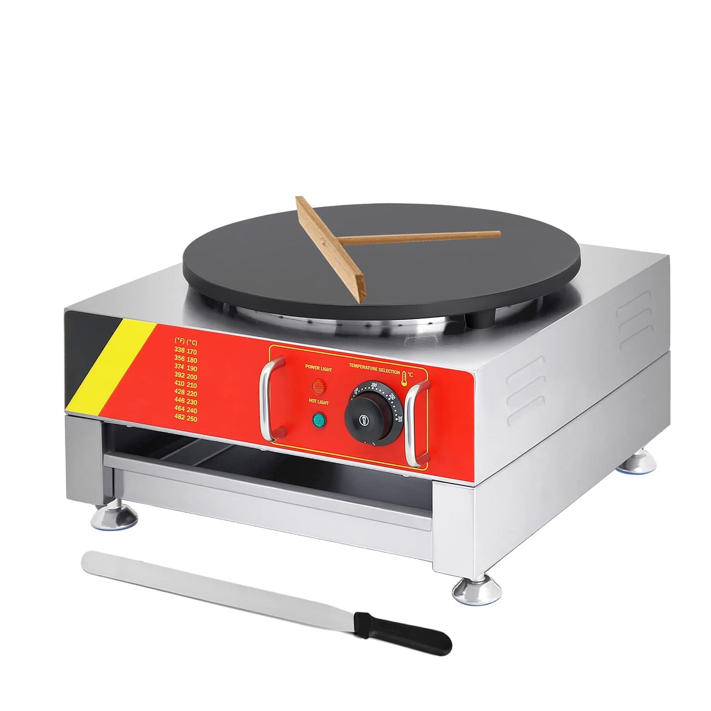 16" Electric Crepe Maker Pancake Making Machine Round Crepe Griddle With heating Plate Commerical (Silver(110V))