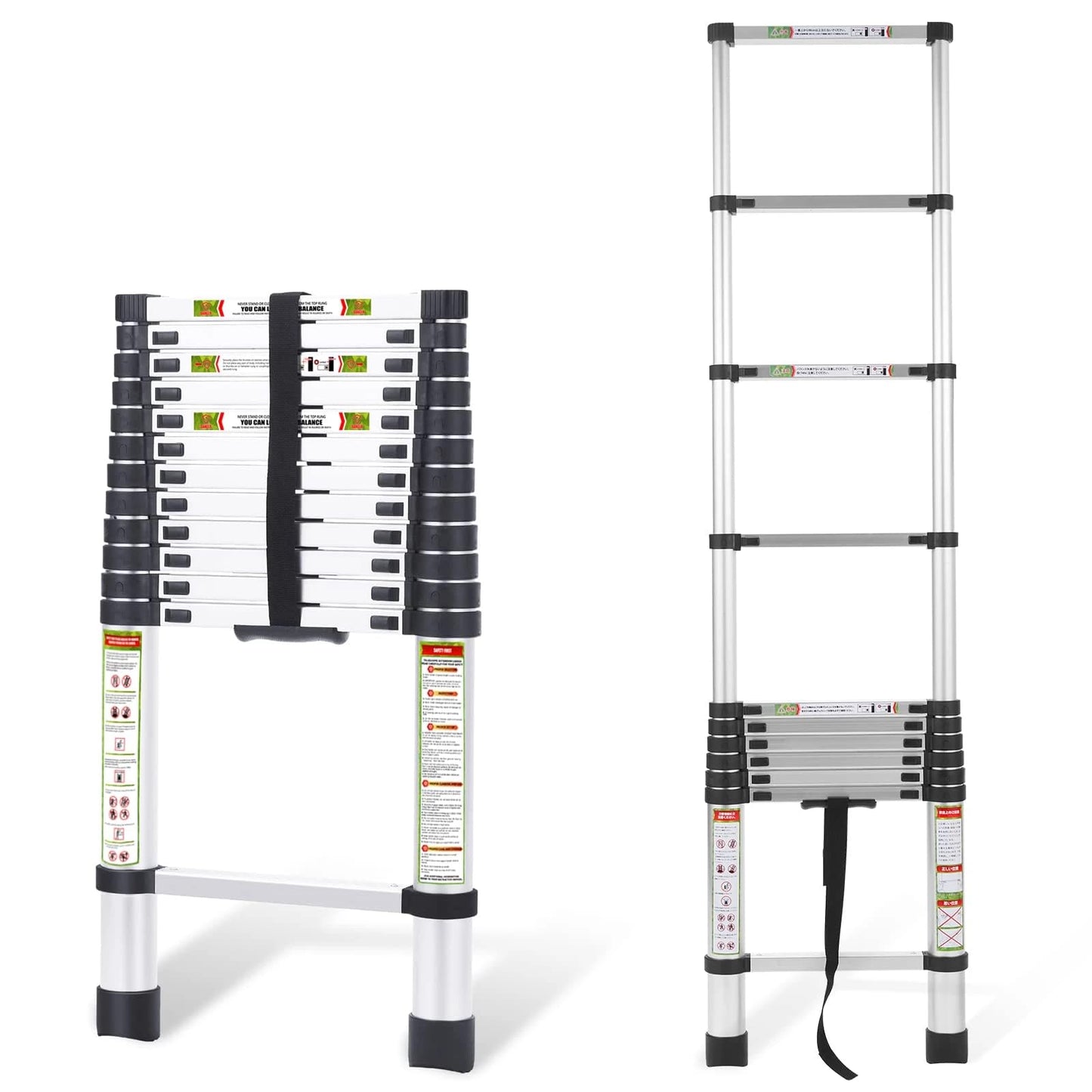 RIKADE Telescoping Ladder 16.5FT & Attic Ladder, Heavy Duty Aluminum with Non-Slip Feet, 330lb Capacity for RV, Attic, Roof & Multi-Surface Use