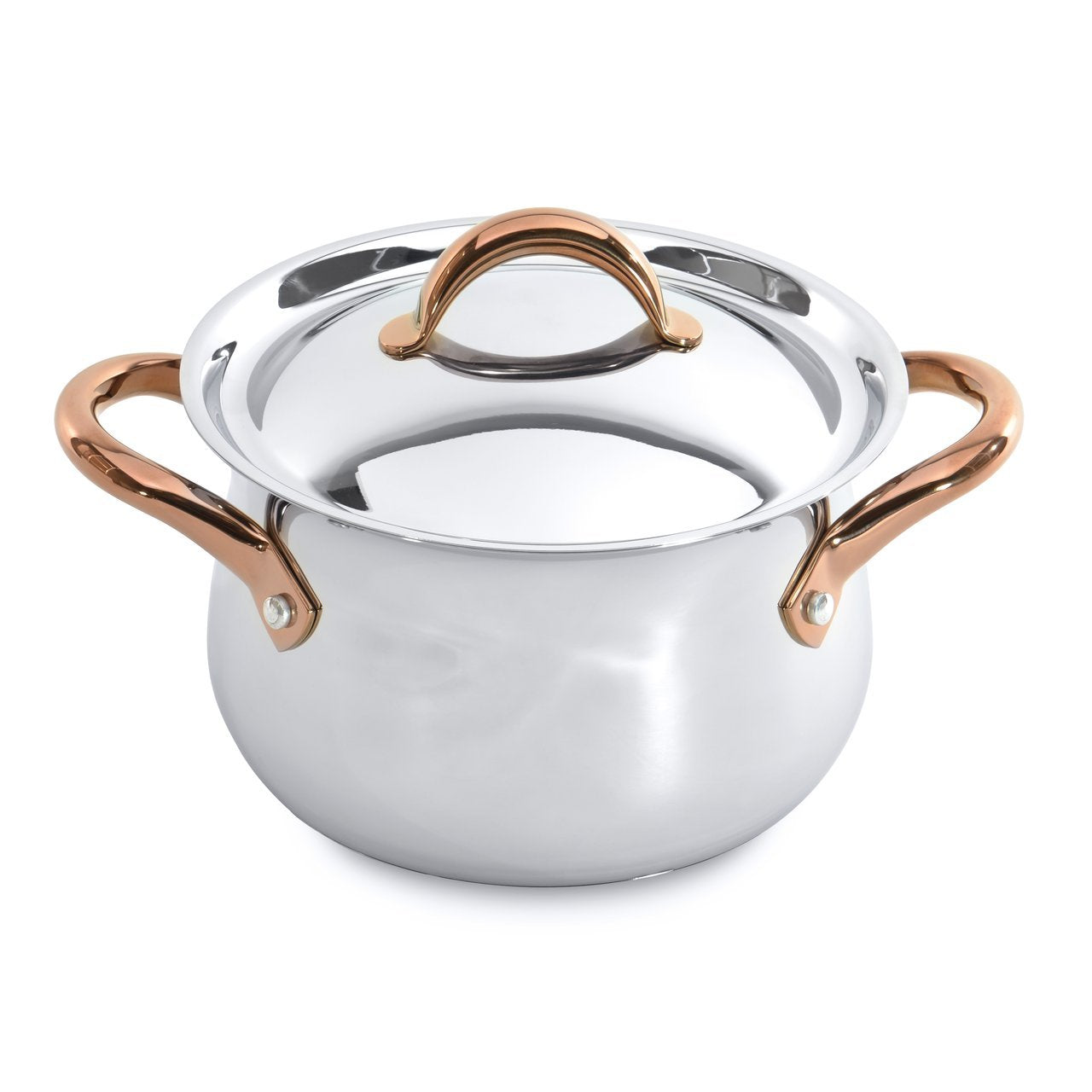 BergHOFF 11 Piece Ouro Cookware Set with Gold Handles, Silver/Rose, Large